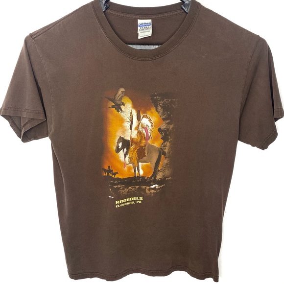 Vintage Other - Vintage 2004 Native American & Horse Men’s Brown Short Sleeve T Shirt Size Large